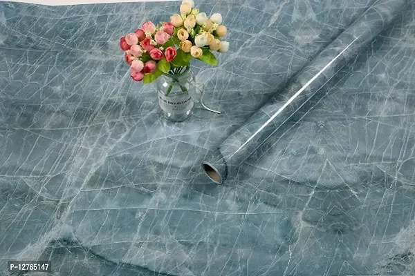 BLUE MARBLE Peel and Stick Thick Wallpaper Self Adhesive Waterproof Glossy Wallpaper for Countertop Kitchen Cabinets Size 60*200 CM-thumb4