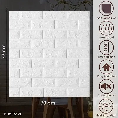 (1) WHITE FOAM SHEET Brick Wallpaper - Self Adhesive PE Foam Brick Design 3D Wall Stickers/DIY Wallpaper for Home Hotel Living Room Bedroom  Caf&eacute; (70 x 77cm, Appx. 5.8Sq Feet) (1)