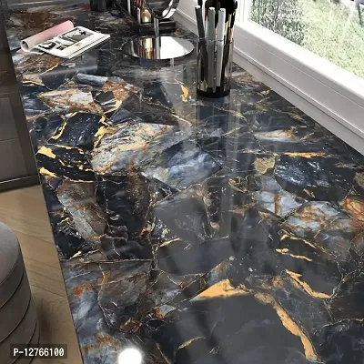 BLACK GOLD Marble Wallpaper Oil Proof Wallpaper for Kitchen Wall  Kitchen Sheet Kitchen Sticker Kitchen Wall Kitchen Wall Stickers Oil Proof Heat Resistant (Size 60*200 Cm) (Black Gold A11)-thumb0