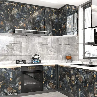 BLACK GOLD Marble Wallpaper Oil Proof Wallpaper for Kitchen Wall  Kitchen Sheet Kitchen Sticker Kitchen Wall Kitchen Wall Stickers Oil Proof Heat Resistant (Size 60*200 Cm) (Black Gold A11)-thumb3