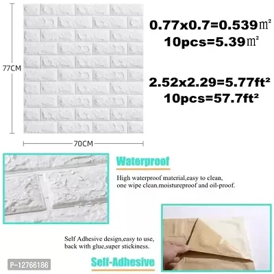 3D White Brick Wallpaper for Walls | Wallpaper for Wall Decor | PE Foam Wall Paper ( Size : 77 CM X 70 CM )( Colour : White )-thumb3