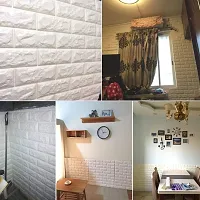 3D White Brick Wallpaper for Walls | Wallpaper for Wall Decor | PE Foam Wall Paper ( Size : 77 CM X 70 CM )( Colour : White )-thumb3