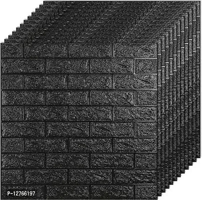 BLACK 3D Brick Wallpaper for Walls Living Room Bedroom Hall Office Hotel Cafe/PE Foam Wall Stickers/DIY Decorative Wall Sticker (Set of 1) (Size : 70 CM X 77 CM) (Black)-thumb0