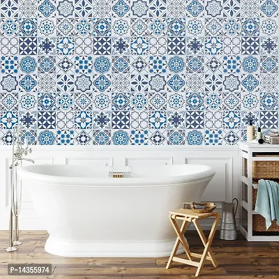 BLUE FLORAL Wallpaper 60x200cm, 24x80 inch, 2 meter.-thumb3