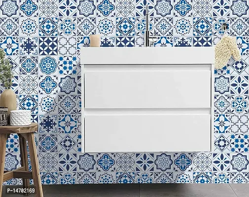 BLUE FLORAL Wallpaper 60x200cm, 24x80 inch, 2 meter.-thumb2