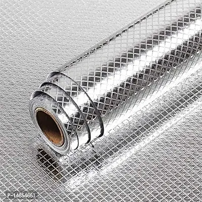 SILVER CHECKS Wallpaper Furniture Kitchen, Cabinets, Almirah, Tabletop, Plastic Table,60x200cm, 24x80 inch, 2 meter.-thumb0