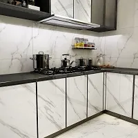 WHITE MARBLE Wallpaper Furniture Kitchen, Cabinets, Almirah, Tabletop, Plastic Table,60x200cm, 24x80 inch, 2 meter.-thumb1