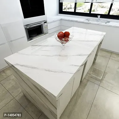 WHITE MARBLE Wallpaper Furniture Kitchen, Cabinets, Almirah, Tabletop, Plastic Table,60x200cm, 24x80 inch, 2 meter.-thumb3