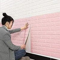 Brick Wallpaper - Self Adhesive PE Foam Brick Design 3D Wall Stickers/DIY Wallpaper for Home Hotel Living Room Bedroom  Cafeacute; (70 x 77cm, Appx. 5.8Sq Feet) (Pink)-Pack of 1-thumb1