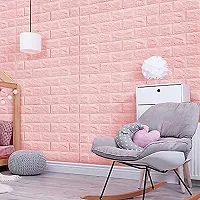 Brick Wallpaper - Self Adhesive PE Foam Brick Design 3D Wall Stickers/DIY Wallpaper for Home Hotel Living Room Bedroom  Cafeacute; (70 x 77cm, Appx. 5.8Sq Feet) (Pink)-Pack of 1-thumb3