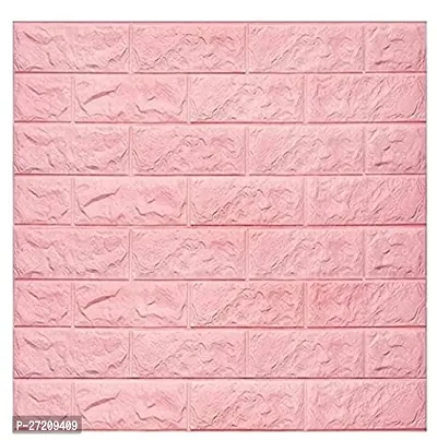 Brick Wallpaper - Self Adhesive PE Foam Brick Design 3D Wall Stickers/DIY Wallpaper for Home Hotel Living Room Bedroom  Cafeacute; (70 x 77cm, Appx. 5.8Sq Feet) (Pink)-Pack of 1