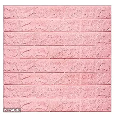 3D Pink Foam Sheet || 70 X 77 CM || PE Foam Wall Stickers Self Adhesive DIY Foam Wallpaper for Home - Bedroom - Living Room Walls - Kitchen - Hall - Office Walls-thumb0