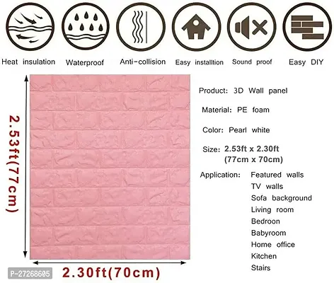 3D Pink Foam Sheet || 70 X 77 CM || PE Foam Wall Stickers Self Adhesive DIY Foam Wallpaper for Home - Bedroom - Living Room Walls - Kitchen - Hall - Office Walls-thumb2