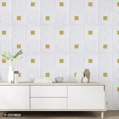 Foam Classic Wooden Design Wallpaper Self Adhesive Grain Wood Styled Wall Panels Peel Stick WallTiles Waterproof Anti fouling Wallsticker for Home Deacute;cor (70cmX77cm)hellip; (Gold)-thumb2