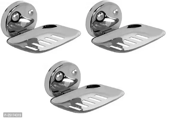 Premium Stainless Steel Soap Dish Soap Holder Soap Stand bathroom accessories sabundani (Pack of 3)  (Silver)