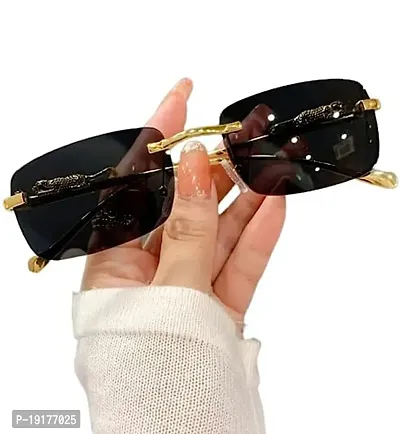 Desire X Mc Stan Rimless Men and Womens Sunglasses Retro Luxury Gold Metal Frameless Rectangle Leopard Arms Colored Lens Sun Glasses-thumb0