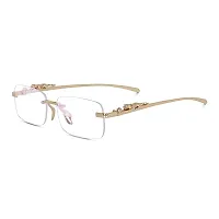 Desire X Mc Stan Rimless Men and Womens Sunglasses Retro Luxury Gold Metal Frameless Rectangle Leopard Arms Colored Lens Sun Glasses-thumb2