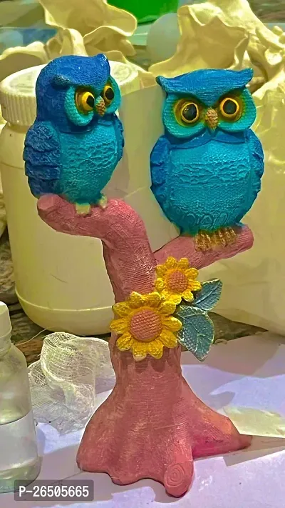 2 Blue Owls Standing On Tree Showpiece Pack Of 2-thumb0