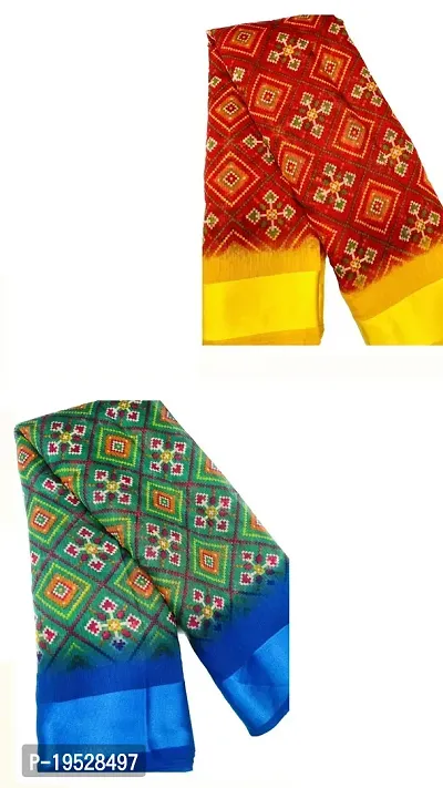 Stylish Cotton Self Pattern Women Saree with Blouse piece-Pack Of 2-thumb0