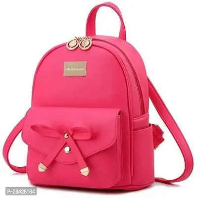 SBS Bags? Women?s Girls Fashion PU Leather Mini Casual Backpack Bags For School, College, Tuition, office (Pink)