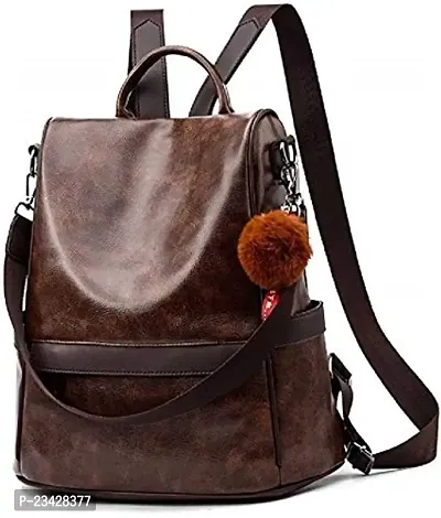 SBS Bags? Women?s Girls Fashion PU Leather Mini Casual Backpack Bags For School, College, Tuition, office With Keychain (Brown)