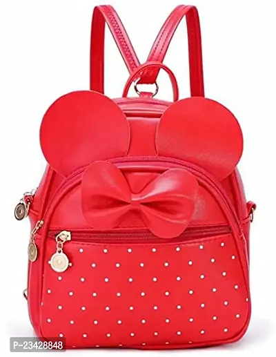 SBS Bags Women?s Girls Fashion PU Leather Mini Casual Backpack Bags For School, College, Tuition, office With Minnie Style (Color: Red)