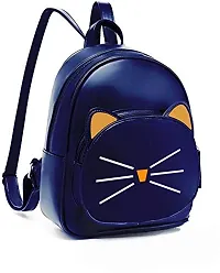 SBS Bags? Women?s Girls Fashion PU Leather Mini Casual Backpack Bags For School, College, Tuition, Office (Blue Gold)-thumb1
