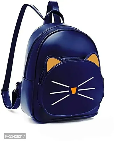 SBS Bags? Women?s Girls Fashion PU Leather Mini Casual Backpack Bags For School, College, Tuition, Office (Blue Gold)-thumb2