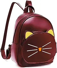 SBS Bags? Women?s Girls Fashion PU Leather Mini Casual Backpack Bags For School, College, Tuition, Office (Maroon)-thumb1