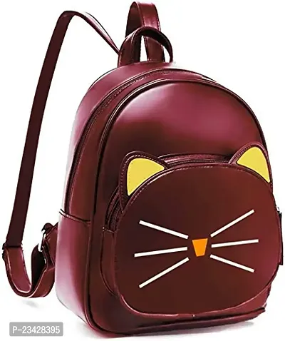 SBS Bags? Women?s Girls Fashion PU Leather Mini Casual Backpack Bags For School, College, Tuition, Office (Maroon)-thumb2