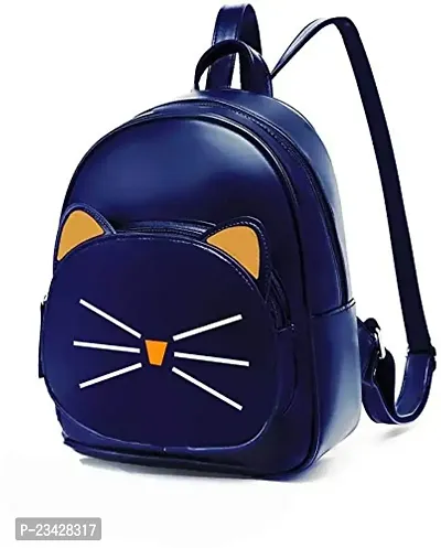 SBS Bags? Women?s Girls Fashion PU Leather Mini Casual Backpack Bags For School, College, Tuition, Office (Blue Gold)-thumb0