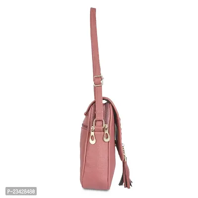 SBS Bags? Women?s Girls Fashion PU Leather Casual Cross-Body  Side Sling Bags With Adjustable Strap For College, Office, Travel (PInk)-thumb3