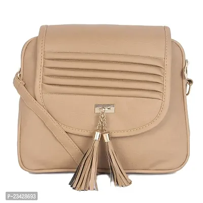 SBS Bags? Women?s Girls Fashion PU Leather Casual Cross-Body  Side Sling Bags With Adjustable Strap For College, Office, Travel (Beige)