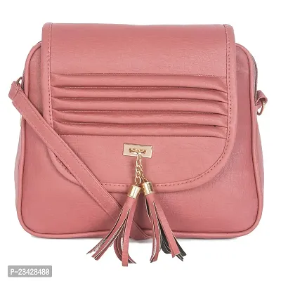 SBS Bags? Women?s Girls Fashion PU Leather Casual Cross-Body  Side Sling Bags With Adjustable Strap For College, Office, Travel (PInk)-thumb0