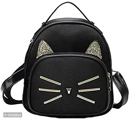SBS Bags? Women?s Girls Fashion PU Leather Mini Casual Backpack Bags For School, College, Tuition, Office (Black)