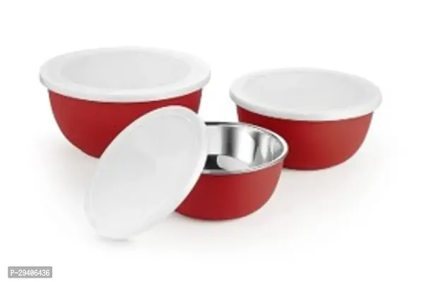 Durable Steel Serving Bowl Set With Lid Pack Of 3-thumb0