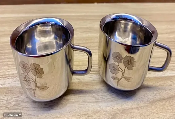 Durable Stainless Steel Silver Cups Set Of 2-thumb0