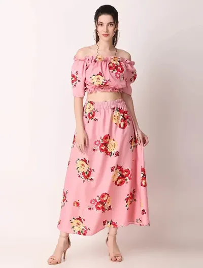 Floral Printed Top  Skirt Set