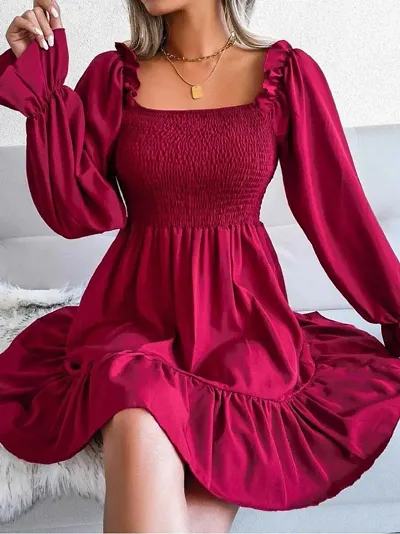 Classic Crepe Solid Dresses for Women