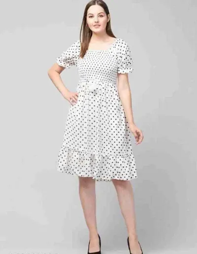 Stylish Crepe Polka Dot Dress for Women