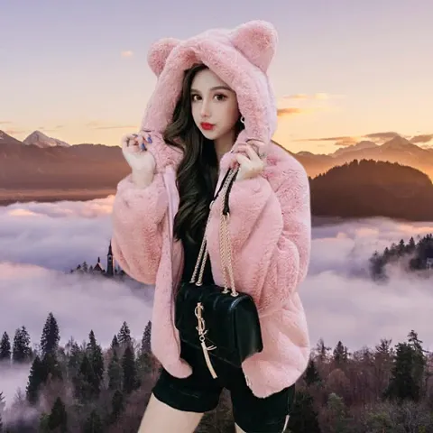 Stylish Fur Attractive Women Hoody