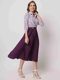 Stylish Crepe Purple Printed Dress For Women-thumb1