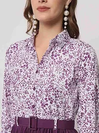 Stylish Crepe Purple Printed Dress For Women-thumb2