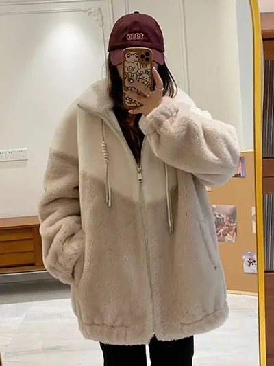 Trendy Oversized Woolen Women Jacket