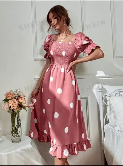 Glamorous Comfy Designer Dotted Dress