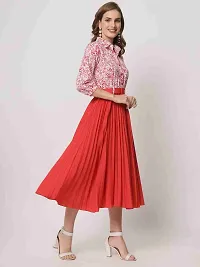 Stylish Red Pretty Fancy Women Dress With Belt-thumb2