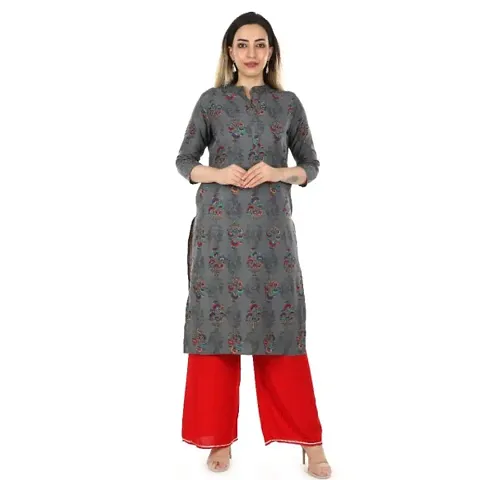 Cotton Printed Straight Kurta with Bottom Set