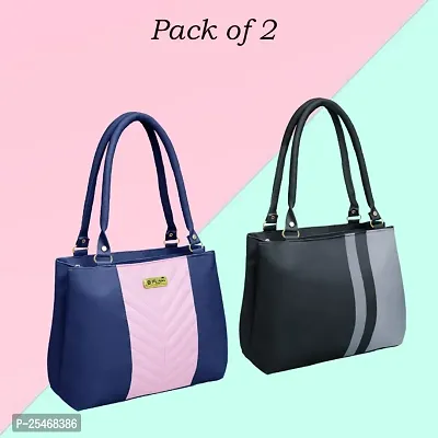 Classic Solid Handbag For Women pack of 2-thumb0