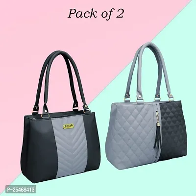 Classic Solid Handbag For Women pack of 2-thumb0