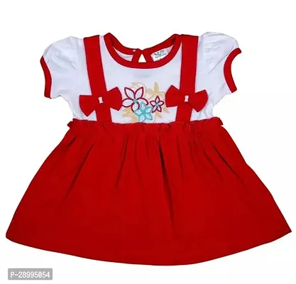 Fabulous Red Cotton Self Pattern Frock Dress For Girls